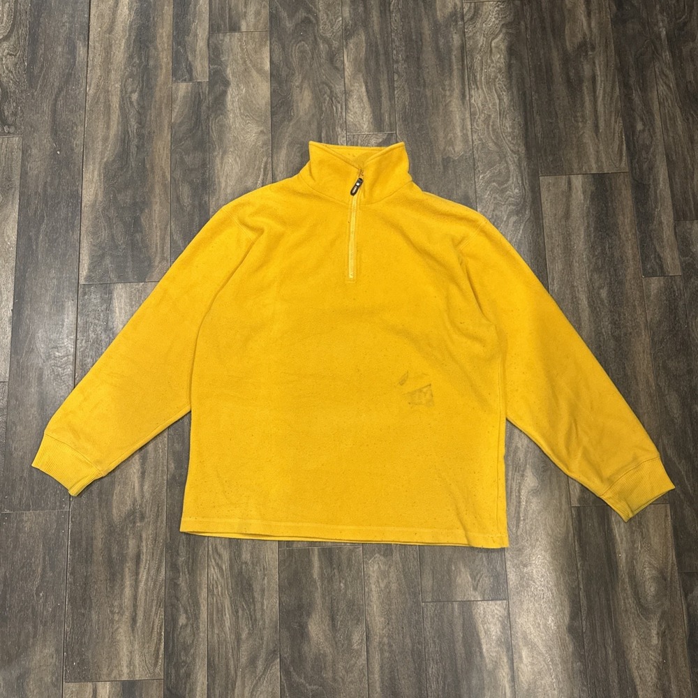Bossini Fleece Pullover Quarter-Zip Sweater Men's Size XL Yellow Long Sleeve